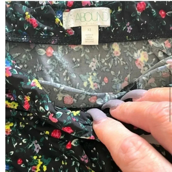 NWT ABOUND RUCHED BODYCON STRETCH SKIRT BLACK  DITSEY FLORAL PATTERN SIZE Xs - Picture 13 of 13